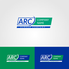logo company arch style blue and green color template design