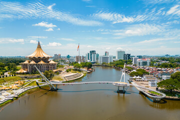 scenery of the waterfront of Sarawak river in Kuching, Sarawak, east Malaysia