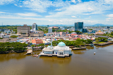 scenery of the waterfront of Sarawak river in Kuching, Sarawak, east Malaysia