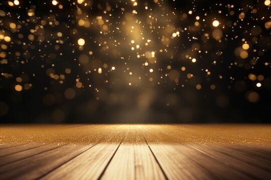 Golden confetti rain on the festive stage