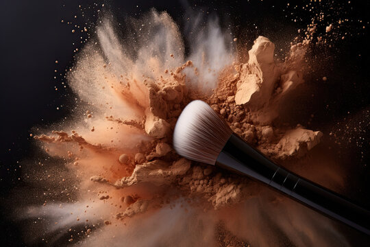 Makeup brush with  nude powder explosion