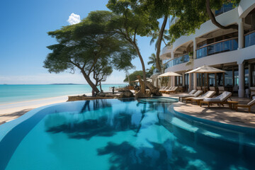 Obraz premium Luxurious Beachfront Resort, Generative AI
