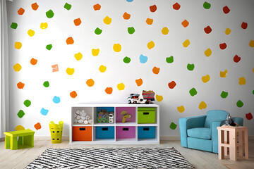 Wall mock up in children's room on white wall background.