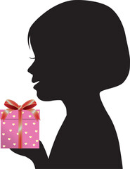 プレゼントをもった女の子シルエット
