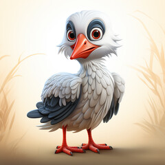 3d cartoon cute stork