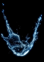 抽象的な青い波と水しぶきの3dイラスト