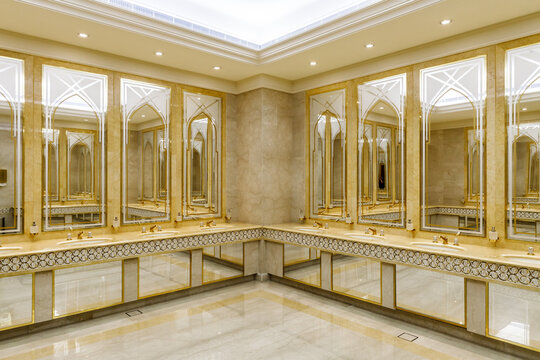 Washroom in the toilet of the presidential palace - Qasr Al Watan in Abu Dhabi city, United Arab Emirates
