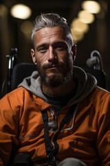 Person in a wheelchair attending a rehabilitation session determined to regain strength, Generative AI