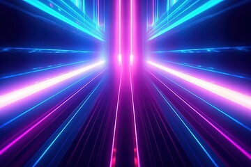 Obraz premium abstract futuristic background with pink blue glowing neon moving high speed wave lines and bokeh lights. Data transfer concept Fantastic wallpaper