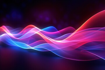 Fototapeta premium abstract futuristic background with pink blue glowing neon moving high speed wave lines and bokeh lights. Data transfer concept Fantastic wallpaper