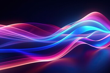 Naklejka premium abstract futuristic background with pink blue glowing neon moving high speed wave lines and bokeh lights. Data transfer concept Fantastic wallpaper