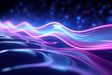 Fototapeta premium abstract futuristic background with pink blue glowing neon moving high speed wave lines and bokeh lights. Data transfer concept Fantastic wallpaper