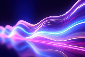 Fototapeta premium abstract futuristic background with pink blue glowing neon moving high speed wave lines and bokeh lights. Data transfer concept Fantastic wallpaper