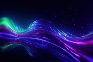 Naklejka premium abstract futuristic background with pink blue glowing neon moving high speed wave lines and bokeh lights. Data transfer concept Fantastic wallpaper
