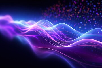 Obraz premium abstract futuristic background with pink blue glowing neon moving high speed wave lines and bokeh lights. Data transfer concept Fantastic wallpaper