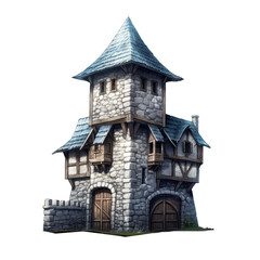 Stone castle isolated on a transparent background