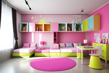 Fototapeta na wymiar Stylish interior of children's room