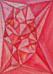 beaded textured effect in shades of red and pink coloured triangular mosaic design