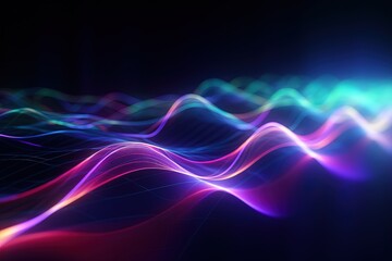 Obraz premium abstract futuristic background with pink blue glowing neon moving high speed wave lines and bokeh lights. Data transfer concept Fantastic wallpaper