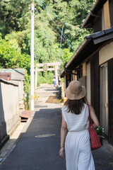 Obraz premium 島を旅する女性