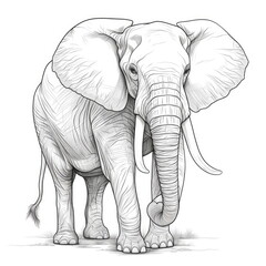 cute Elephant in black and white coloring