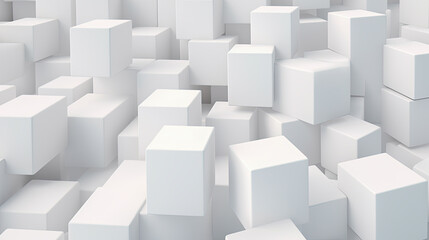 Randomly shifted white cube boxes forming a three-dimensional block.