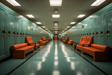 Locker room at a professional sports arena, Generative AI