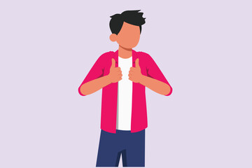 Happy positive people with hands, fingers. Love, support, solidarity, ok expressions concept. Colored flat vector illustration isolated. 