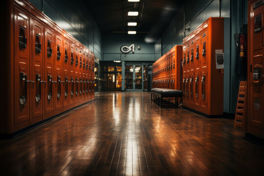 Locker room at a professional sports arena, Generative AI - Powered by Adobe