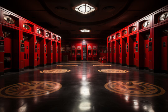 Locker room at a professional sports arena, Generative AI - Powered by Adobe
