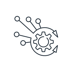 Internet collaboration process.  Vector linear icon isolated on white background.