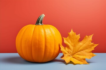 ハロウィーンのカボチャと紅葉の秋の写真（壁紙・スタジオ）