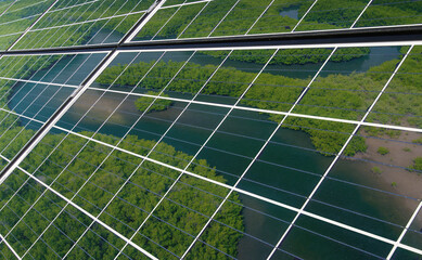 Reflection of the green future in solar panels