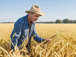 Naklejka na ściany i meble farmer in wheat field