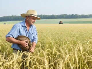 Naklejka na ściany i meble farmer in wheat field