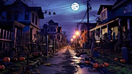 Halloween street in the night