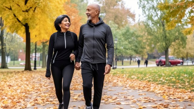 couple walking in autumn park