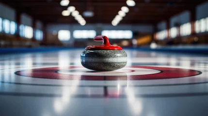 Poster Im Rahmen a curling stone (rocks) on an ice surface © jr-art