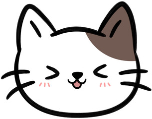 Smiling brown cat face flat style cartoon element illustration
