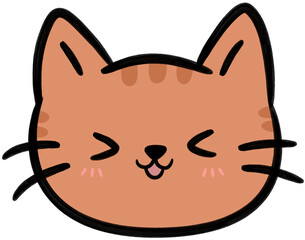 Smiling orange tabby cat face flat style cartoon element illustration