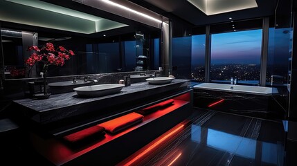 Contemporary Elegance: A Futuristic Bathroom Oasis. Generative AI 11