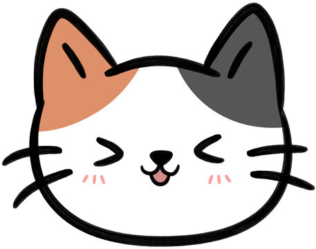 Smiling orange and black cat face flat style cartoon element illustration