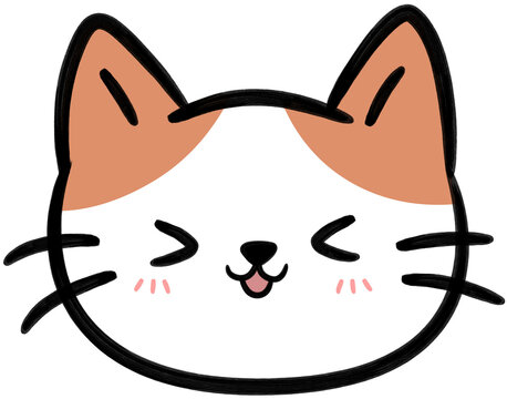 Smiling orange cat face flat style cartoon element illustration