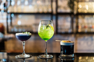 Alcoholic drinks in bars