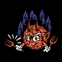 vector illustration artwork character burn earth boy with fork