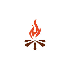 Bonfire Logo Vector. Fire Simple Logo. Campfire Logo Design, Bonfire Vector, Adventure Camp Outdoor Wood Flame