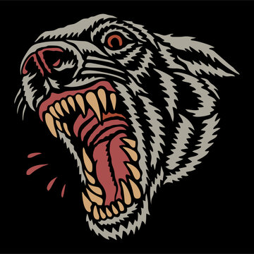 vector illustration artwork of scream carnivore wolf