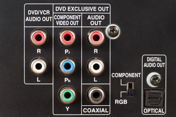 Connectors for connecting audio devices. The back panel of the electronic device.