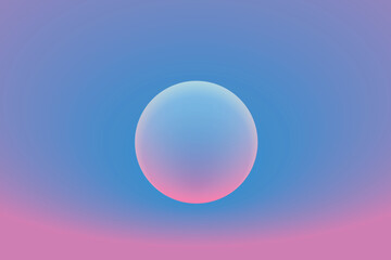 Abstract 3d sphere. Blue bubbles, ball. Growing balls. Modern trendy banner design. Pink glossy spheres or balls on a orange background with a shadow. 