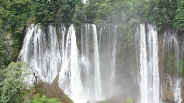 Aerial view Thi Lor Su great waterfall in Thailand.